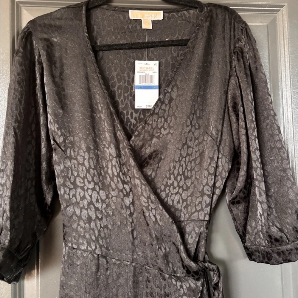 MICHAEL Michael Kors Black Animal-Print Wrap Dress